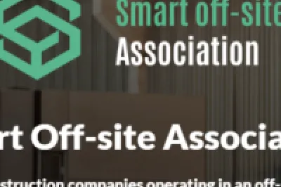 Smart Off-site Association logo and text about Smart Off-site Association, with modular building units in the background.