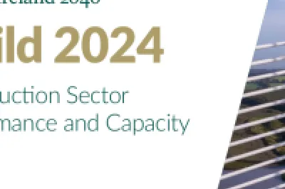 Cover with the title “Build 2024: Construction Sector Performance and Capacity” and a partial image of a modern building facade.