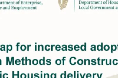Cover with Irish Government logos and the title “Roadmap for increased adoption of Modern Methods of Construction in Public Housing Delivery.”