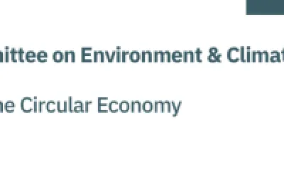 White cover with the title “Report on the Circular Economy – October 2024” by the Joint Committee on Environment & Climate Action.