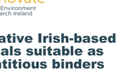 Construct Innovate logo with text: "Alternative Irish-based materials suitable as cementitious binders"