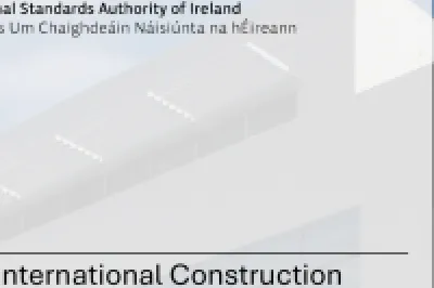 NSAI logo and cover page for a study on International Construction Quality Assurance &amp; Certification Schemes for MMC.