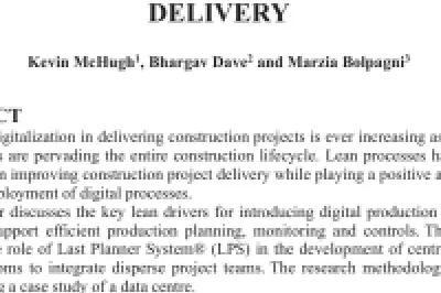 Academic paper titled "The Role of Lean in Digital Project Delivery" with abstract text visible.