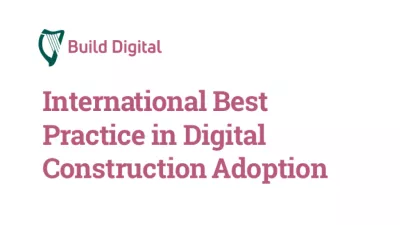 Cover with white background and the title “International Best Practice in Digital Construction Adoption” next to the Build Digital logo.