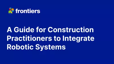 Cover with the title: “A Guide for Construction Practitioners to Integrate Robotic Systems” on a blue background.