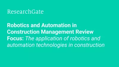 Cover with green background and white text about robotics and automation in construction management.