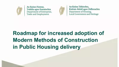 Cover with Irish Government logos and the title “Roadmap for increased adoption of Modern Methods of Construction in Public Housing Delivery.”