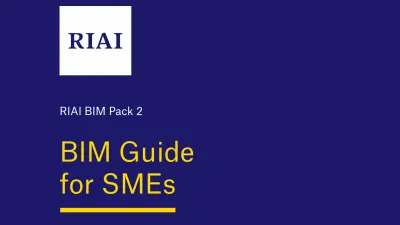 A blue cover image with the RIAI logo at the top. The text reads: “RIAI BIM Pack 2 – BIM Guide for SMEs
