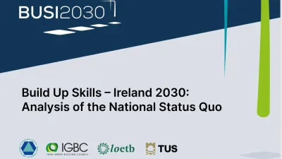 Report cover titled "Build Up Skills - Ireland 2030: Analysis of the National Status Quo" with BUSI2030 logo and partner organization logos.