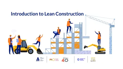 Construction workers building a structure with scaffolding, crane, and construction equipment.