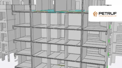 3D architectural rendering of a multi-story building structure with Pietyp logo