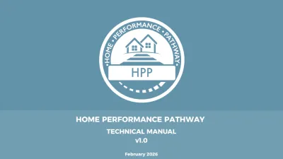Logo and cover page for Home Performance Pathway Technical Manual v1.0.