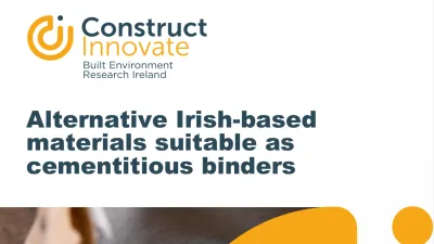 Construct Innovate logo with text: "Alternative Irish-based materials suitable as cementitious binders"