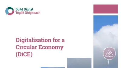 Build Digital logo beside text "Digitalisation for a Circular Economy (DiCE)" with cloud imagery.