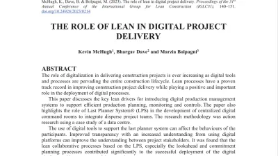 Academic paper titled "The Role of Lean in Digital Project Delivery" with abstract text visible.