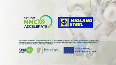 Skillnet MMO Accelerate and Midland Steel logos with EU and Irish government funding acknowledgment banner.