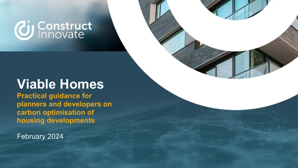 Cover titled 'Viable Homes – Practical guidance for planners and developers on carbon optimisation of housing developments'