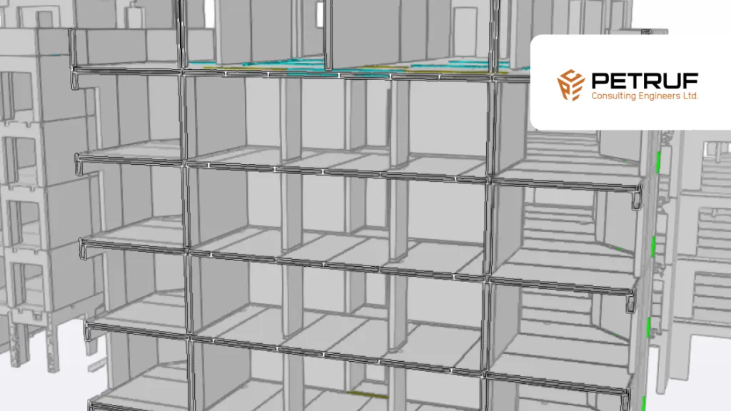 3D architectural rendering of a multi-story building structure with Pietyp logo