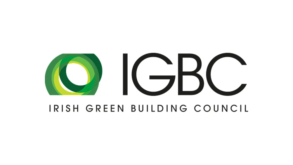 Logo of the Irish Green Building Council (IGBC) with a green leaf icon.