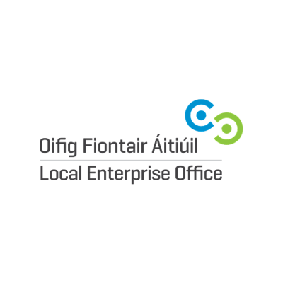 Logo of Local Enterprise Office with turquoise and green circular design elements