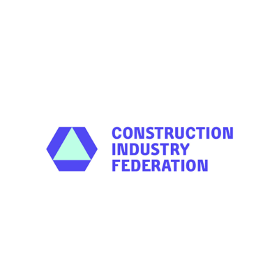Logo of Construction Industry Federation in purple with hexagonal icon