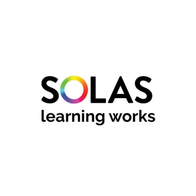 SOLAS logo with colorful circular design above "learning works" tagline.