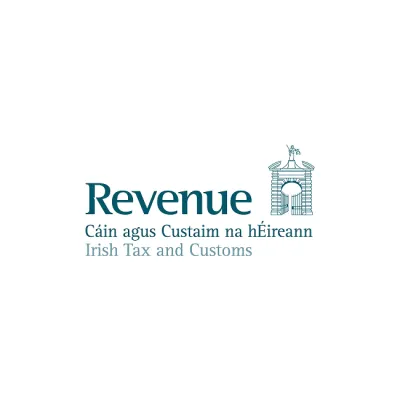 Logo of Irish Tax and Customs Revenue with a castle icon