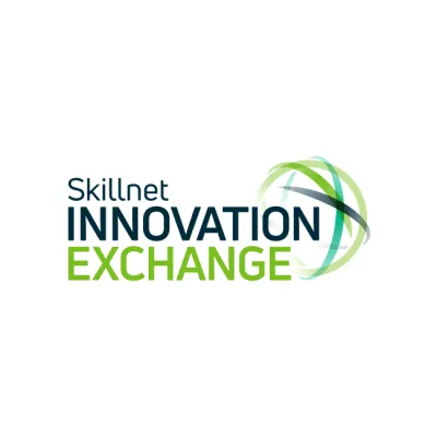 Skillnet Innovation Exchange logo with blue and green text and circular graphic element