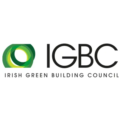 Logo of the Irish Green Building Council (IGBC) with a green leaf icon.