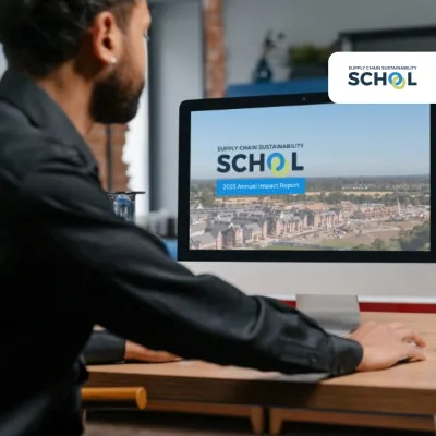 A man sitting on his desk on a computer and on the comuter screen 